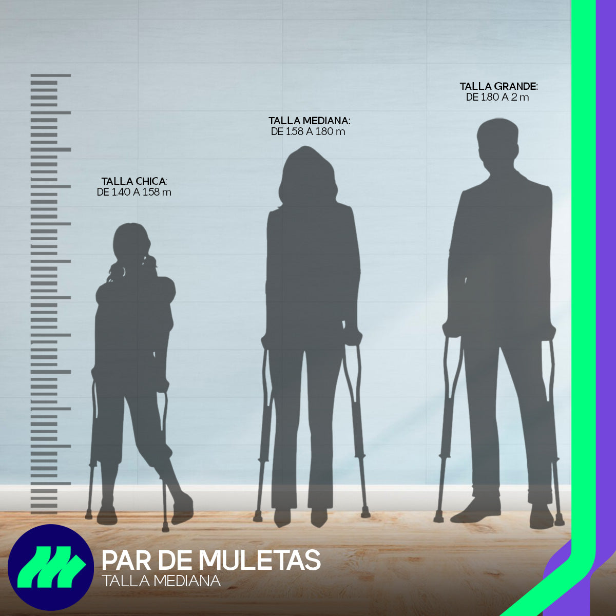 Muletas Axilares Ajustables En Altura De Aluminio Con Regatones Antiderrapantes