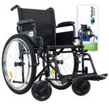 Silla De Ruedas Manual Neumática Plegable Acero Descansabrazos Abatibles Aros Propulsores Respaldo Con Bolso Ruedas Todo Terreno