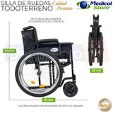 Silla De Ruedas Manual Neumática Plegable Acero Descansabrazos Abatibles Aros Propulsores Respaldo Con Bolso Ruedas Todo Terreno