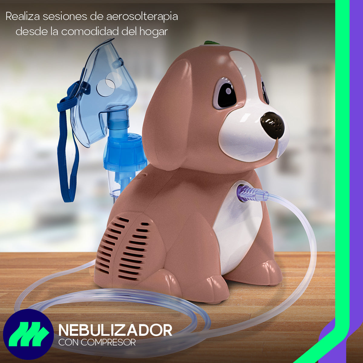 Nebulizador Médico Portátil Silencioso Mascarillas Adulto E Infantil Libre De Látex Perrito