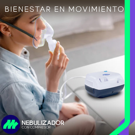Nebulizador Médico Portátil Silencioso Mascarillas Adulto E Infantil Libre De Látex Azul