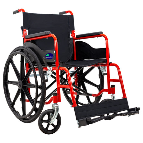 Silla de Ruedas Plegable Lujo Todo Terreno 18 Pulgadas Acero Respaldo Abatible Ruedas Giratorias Medical Store