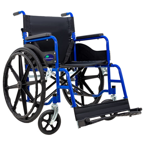 Silla de Ruedas Plegable Lujo Todo Terreno 18 Pulgadas Acero Respaldo Abatible Ruedas Giratorias Medical Store