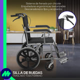 Silla de Ruedas Medical Store Plegable Todo Terreno Reforzada Acero con Frenos, Posapiés Abatibles y Respaldo Ergonómico
