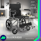 Silla de Ruedas Medical Store Plegable Todo Terreno Reforzada Acero con Frenos, Posapiés Abatibles y Respaldo Ergonómico