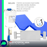 Cama Hospitalaria Eléctrica 3 Motores Posiciones Multi-Ajustables con Colchón Control Remoto Barandales Porta Suero Altura Ajustable