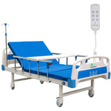 Cama Hospitalaria Eléctrica 2 Motores Con Altura Ajustable Y Posiciones Colchón Barandales Porta Suero Control Remoto Mesa