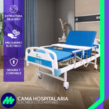 Cama Hospitalaria Eléctrica 2 Motores Con Altura Ajustable Y Posiciones Colchón Barandales Porta Suero Control Remoto Mesa