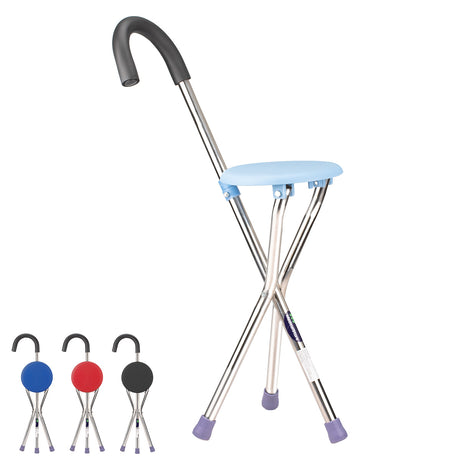 Bastón Silla Asiento Plegable Ajustable Portátil Aluminio Ligero Seguro