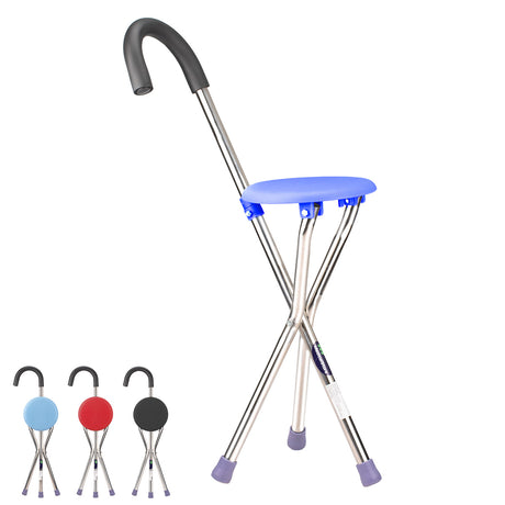 Bastón Silla Asiento Plegable Ajustable Portátil Aluminio Ligero Seguro