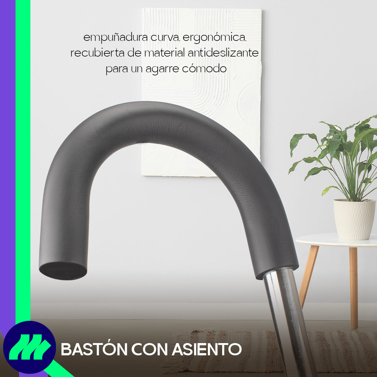 Bastón Silla Asiento Plegable Ajustable Portátil Aluminio Ligero
