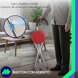 Bastón Silla Asiento Plegable Ajustable Portátil Aluminio Ligero