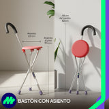 Bastón Silla Asiento Plegable Ajustable Portátil Aluminio Ligero