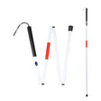 Bastón para invidente Medical Store plegable de 4 secciones, diseño blanco con rojo reflectante para mayor visibilidad y seguridad.