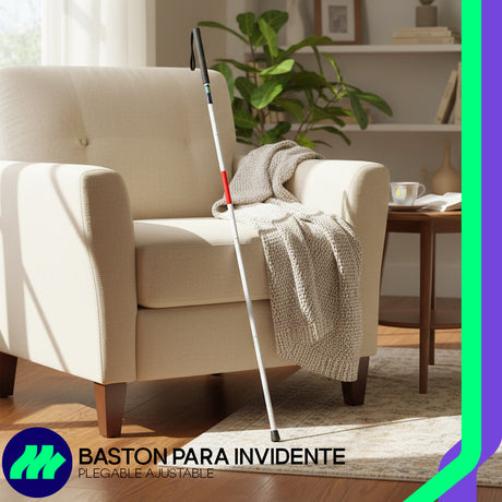 Bastón Invidente 4 Secciones Jareta Antiderrapante Blanco