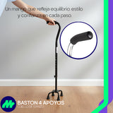 Bastón 4 Apoyos Ajustable De Aluminio Antiderrapante Ligero Estable Reforzado Ergonómico Seguro Cómodo Portátil Adultos Mayores