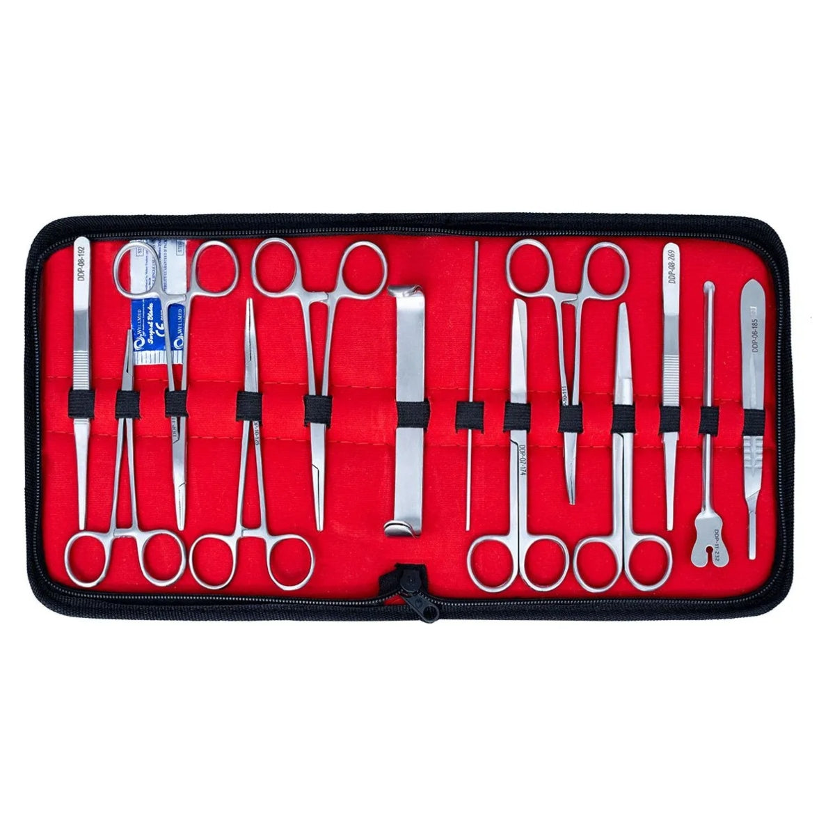 Kit de Instrumental Quirúrgico Estuche 15 Piezas Acero Inoxidable Reusable Estudiantes y Profesionales