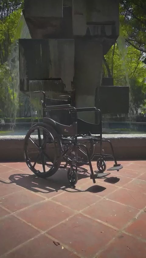 Silla de Ruedas Plegable de Lujo Ortopédica Respaldo Abatible Ruedas Grandes y Accesorios para Movilidad para Mayor Comodidad