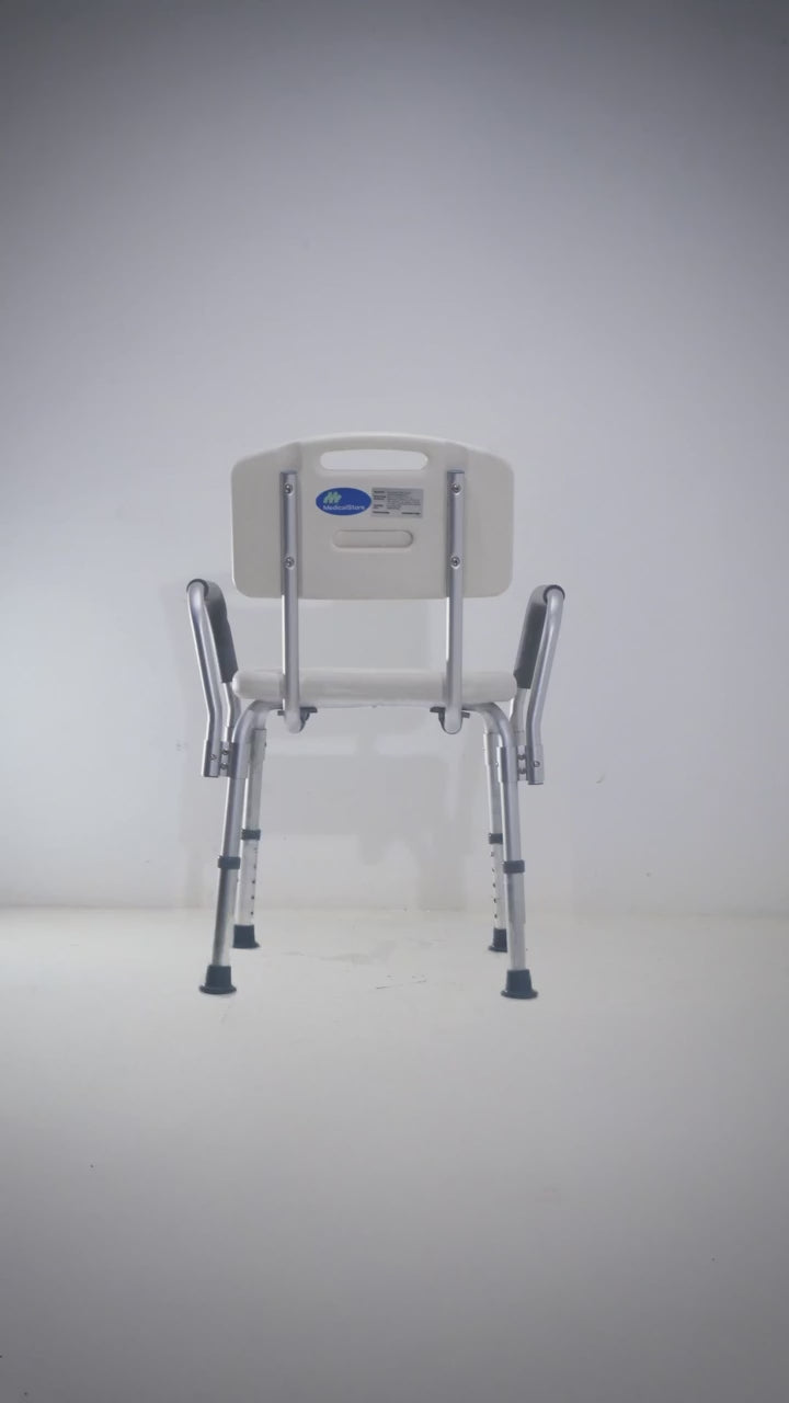 Silla Para Baño Adultos Mayores Con Respaldo Y Asiento Antiderrapante Descansabrazos Ajustable Aluminio Seguridad Rehabilitación Estable Resistente Ligera Práctica